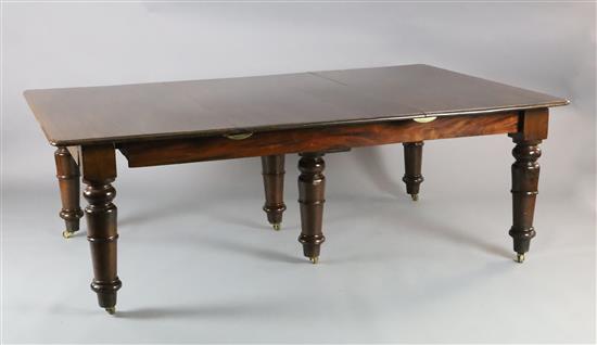 An early Victorian mahogany extending dining table, W.4ft 6in. H.2ft 5in. extends to 17ft 9in.